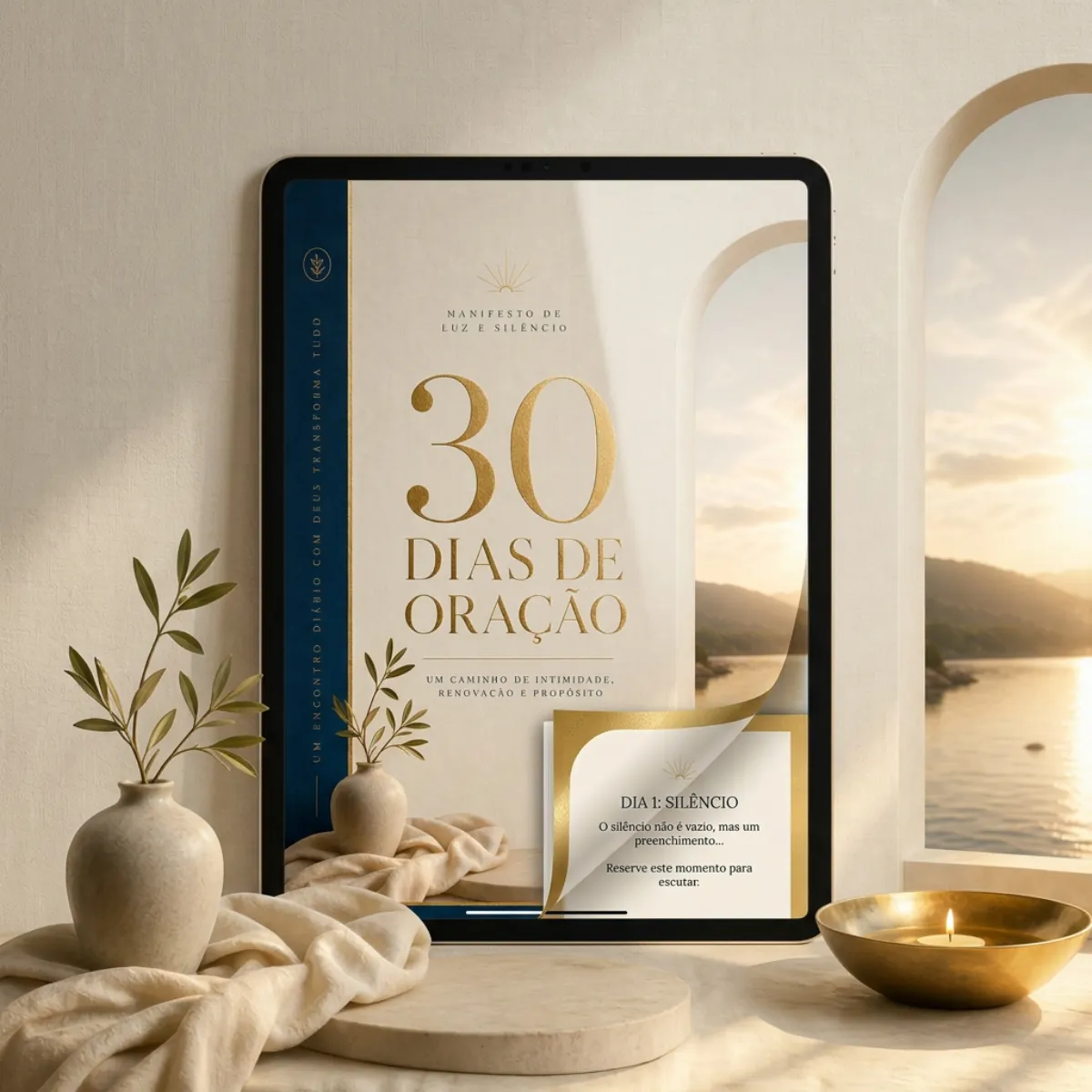 Devocional aberto em tablet